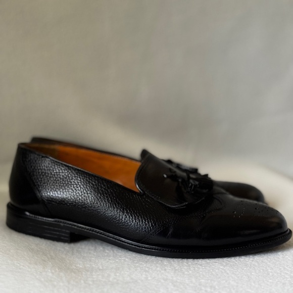 Stanley Blacker Men’s size 10 Leather Black Tasseled Loafers - Picture 3 of 16
